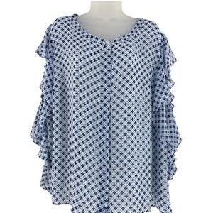 Davina Ruffle Waterfall Button Down Blouse- size3X